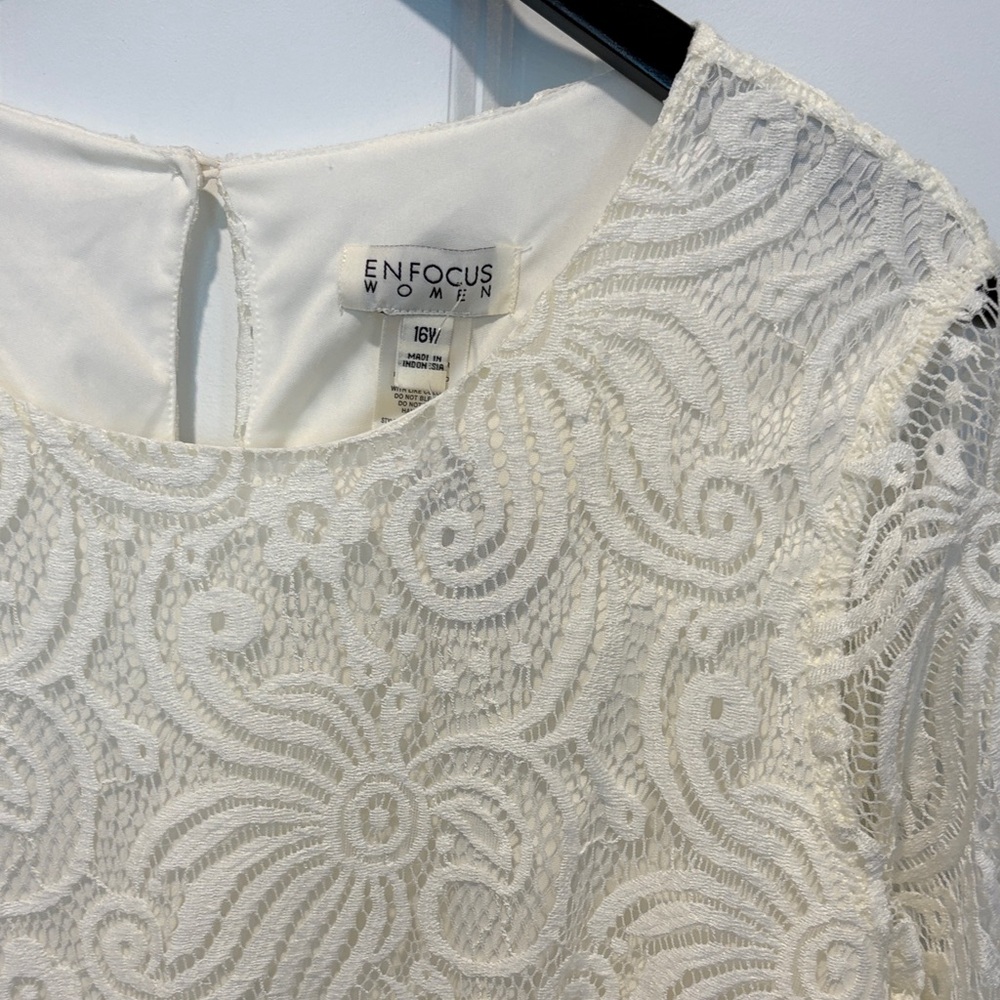 Enfocus Women Ivory Lace Dress Top